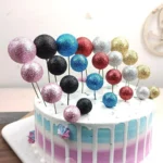 20 Glittering Metal Ball Cake Decorations (Gold, Silver, Blue, Pink) - Versatile Cake Toppers for Weddings & Birthday Parties