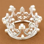 Mini Crown (5.5×3.8cm) | Alloy Pearl & Crystal Design - Birthday Party Decor & Wedding Bridal Hair Ornament – Image 2