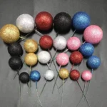 20 Glittering Metal Ball Cake Decorations (Gold, Silver, Blue, Pink) - Versatile Cake Toppers for Weddings & Birthday Parties – Image 2