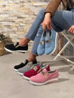 Baskets Femme Respirantes à Enfilage Facile - Chaussures Décontractées Légères avec Semelle en Caoutchouc, Design Noir & Rose, Confortables pour le Port Toute la Journée – Image 18