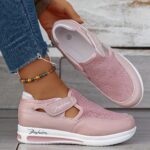 Baskets Femme Respirantes à Enfilage Facile - Chaussures Décontractées Légères avec Semelle en Caoutchouc, Design Noir & Rose, Confortables pour le Port Toute la Journée – Image 8