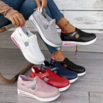 Baskets Femme Respirantes à Enfilage Facile - Chaussures Décontractées Légères avec Semelle en Caoutchouc, Design Noir & Rose, Confortables pour le Port Toute la Journée – Image 2