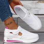 Baskets Femme Respirantes à Enfilage Facile - Chaussures Décontractées Légères avec Semelle en Caoutchouc, Design Noir & Rose, Confortables pour le Port Toute la Journée – Image 12