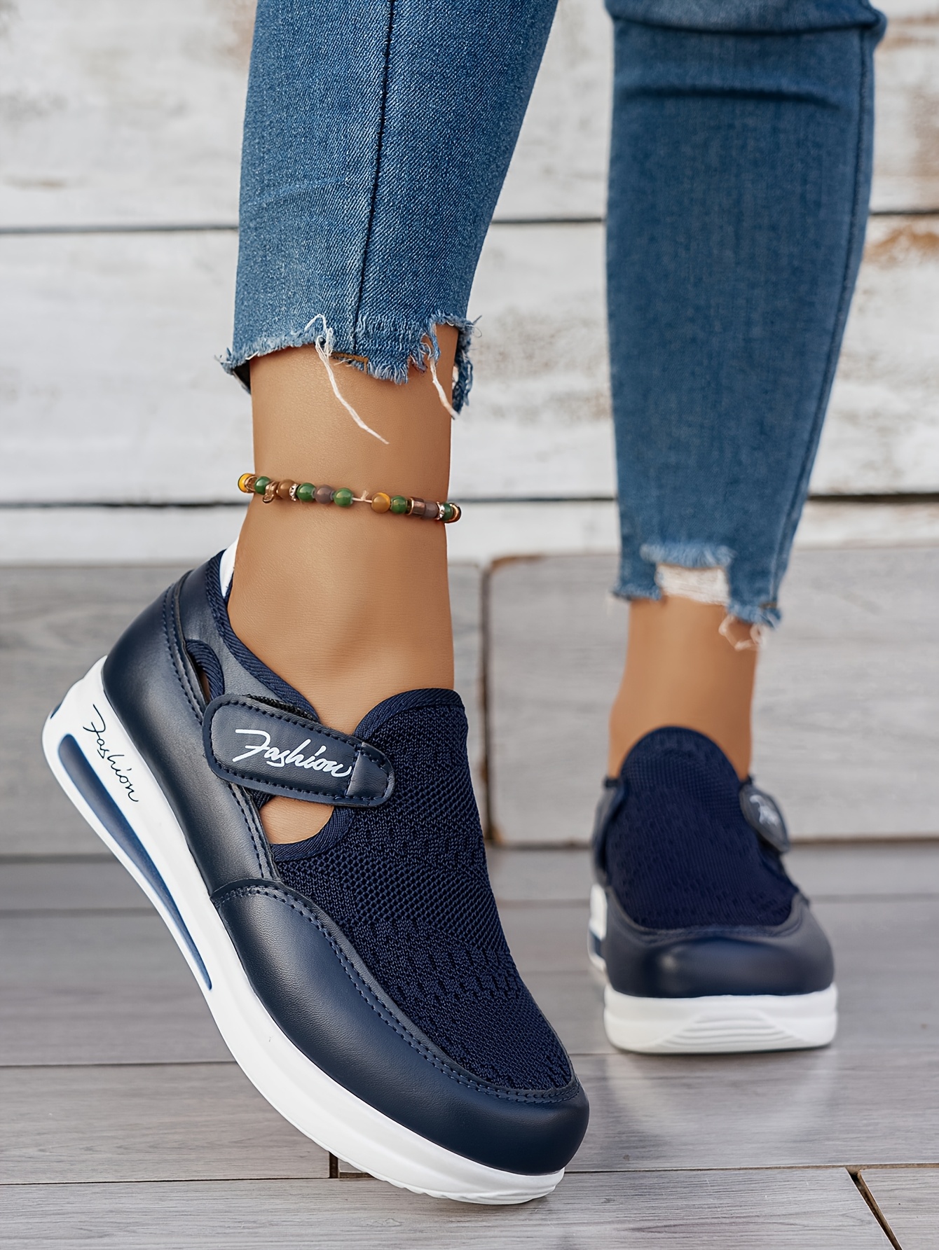 Baskets Femme Respirantes à Enfilage Facile - Chaussures Décontractées Légères avec Semelle en Caoutchouc, Design Noir & Rose, Confortables pour le Port Toute la Journée