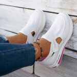 Baskets Femme Respirantes à Enfilage Facile - Chaussures Décontractées Légères avec Semelle en Caoutchouc, Design Noir & Rose, Confortables pour le Port Toute la Journée – Image 7