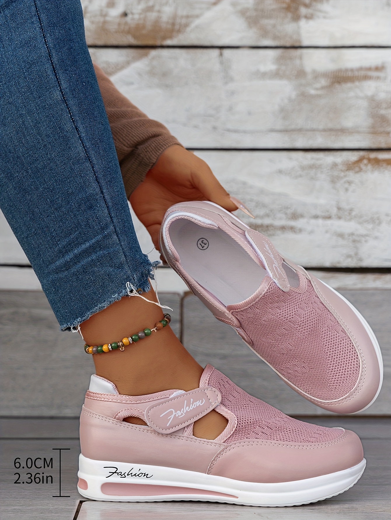 Baskets Femme Respirantes à Enfilage Facile - Chaussures Décontractées Légères avec Semelle en Caoutchouc, Design Noir & Rose, Confortables pour le Port Toute la Journée